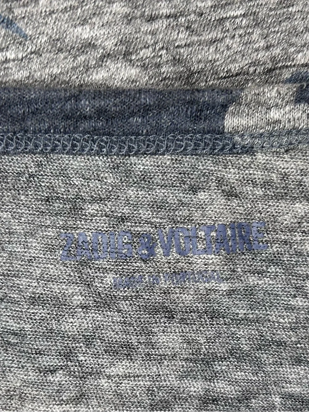Zadig & Voltaire Awa Linen Blend Camo Tee Blue Grey Size Small - Picture 5 of 7